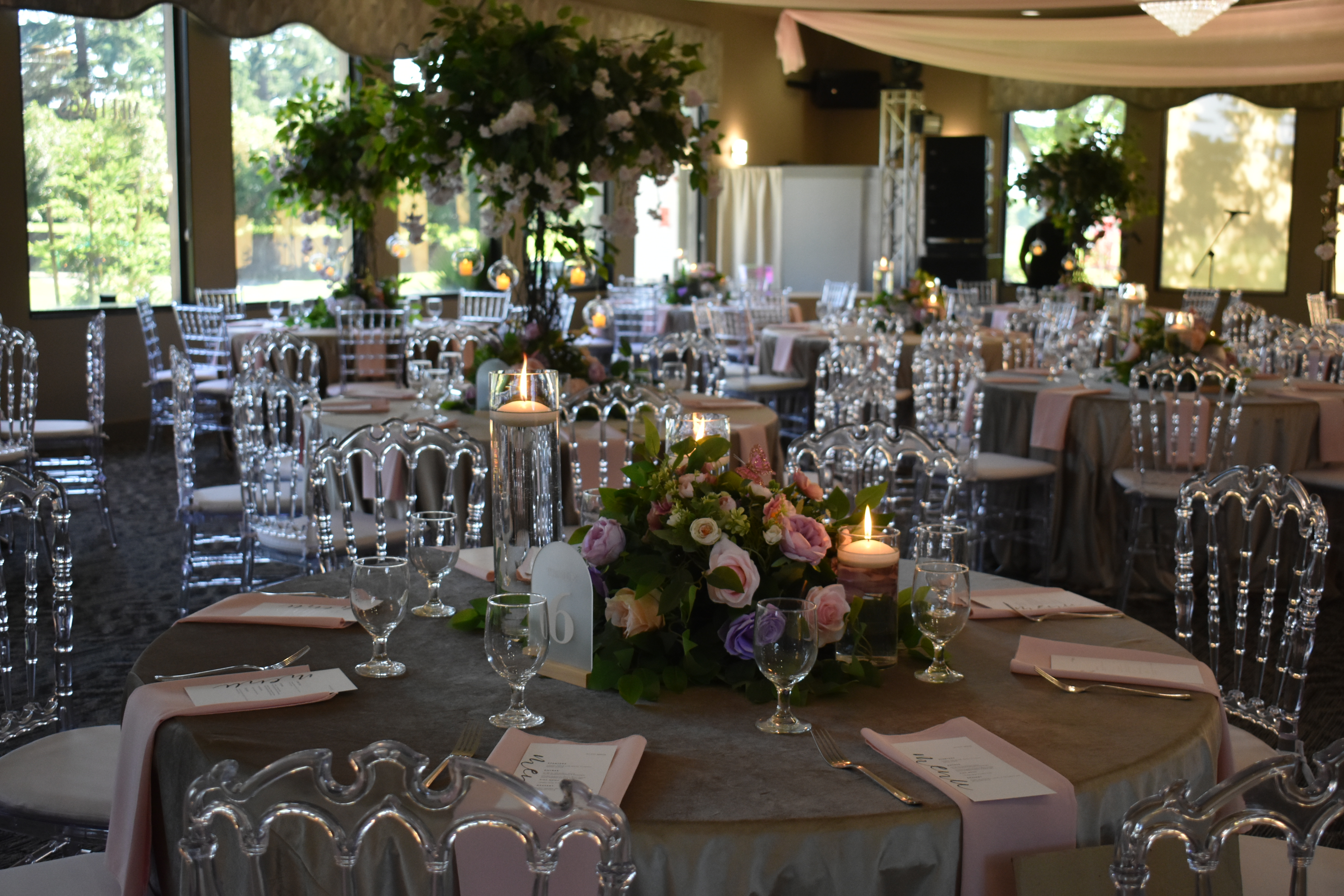 Elkhorn event space dressed for a wedding reception
