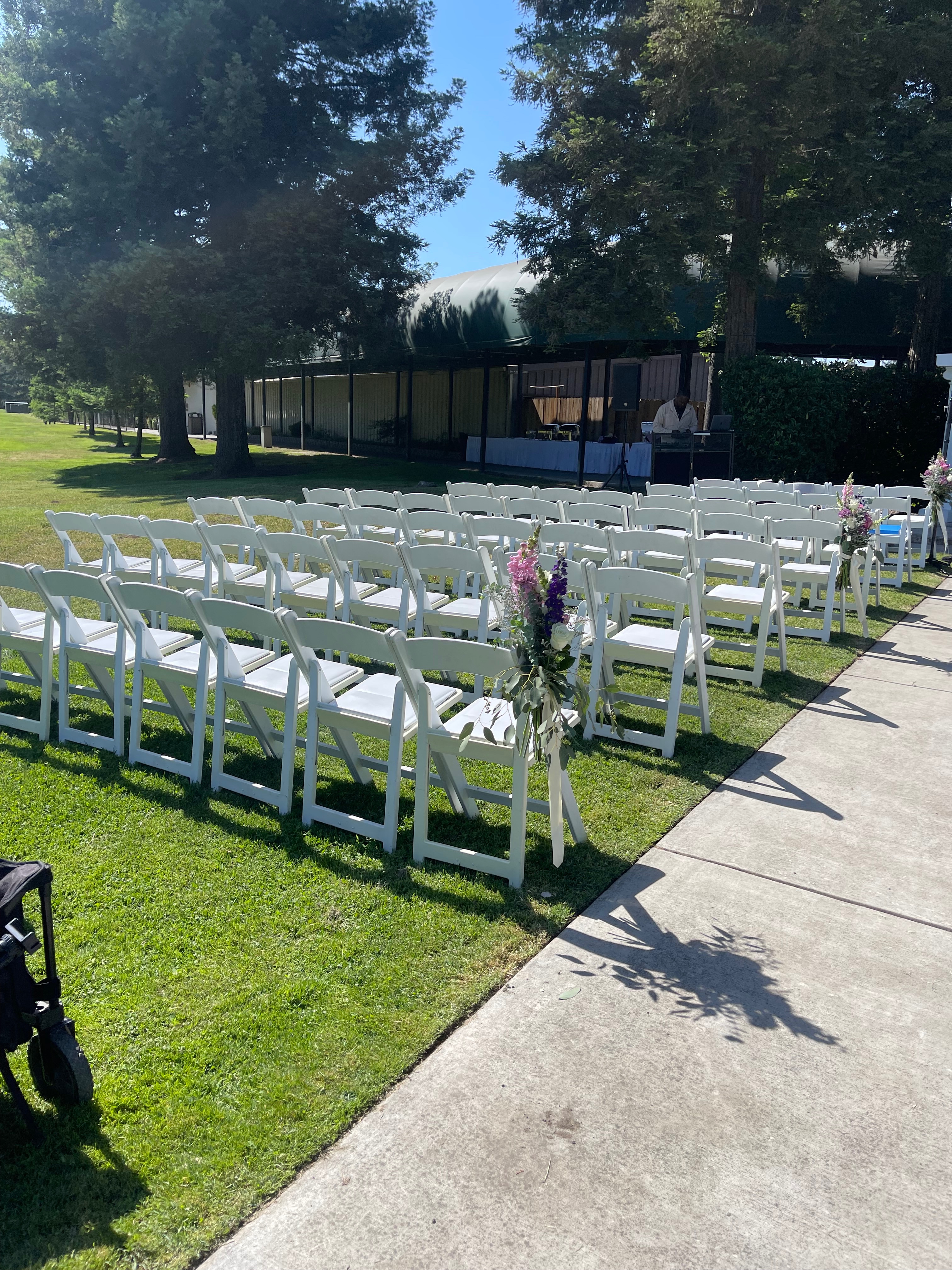 Outdoor ceremony seating on the lawn at Elkhorn